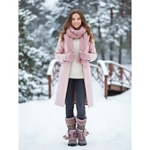 billiga Snö- och vinterstövlar-kvinnors vinterstövlar i fuskpäls - varma snöstövlar med pom pom och utsmyckad design för vardags- och utomhuskläder