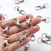cheap Arts, Crafts &amp; Sewing-100PCS Swivel Snap Hooks with Key Rings, 50Pcs Key Chain Clip Hooks and 50Pcs Key Rings, Lanyard Lobster Claw Clasps for Keychains Jewelry Art Crafts