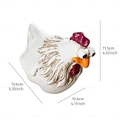 halpa Veistokset-hauska valkoinen kana-aitakoriste – söpö &amp;omituinen ilme puutarhakoriste, vedenpitävä hartsikanahahmo pihalle, terassille, maatilan aidan koristeluun