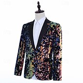 levne Párty obleky-Pánské Sako Zářezový límec Módní Jednobarevné Blazer Černá Slim Jednořadé s jedním knoflíkem