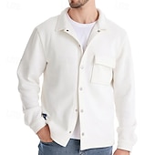 preiswerte Lässige Jacken-Herren Waffeljacke Fleecejacke Cargo-Jacke Freizeitjacke Urlaub Täglich Warm Tasche Herbst Winter Einfach Mode Klassisch Revers Regulär Schwarz Weiß Marineblau Blau Khaki Jacken
