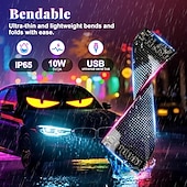 お買い得  ＬＥＤストリップライト-車/トラック/SUV用高輝度デビルアイLEDライトストリップ - 23.6x4.73 カスタマイズ可能なフロントガラス装飾、アプリ制御、IP68防水、USB電源