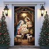 economico Copriporte natalizi-Copertura per Porta di Natale Tenda per Porta con Scene di Natività e Bambino 2025 per Decorazione Feste in Casa