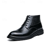 abordables Bottes de Costume-Bottes à lacets en similicuir marron pour hommes avec une silhouette moderne et élégante, idéales pour les environnements professionnels, les événements formels et les occasions décontractées élégantes