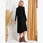 economico Vestito bianco-Per donna Abito Midi Vestito T-Shirt Abito a Tubino Casual Boho Quotidiano Sportivo Uscire Vestibilità comoda Semplice Manica Lunga Girocollo Nero Rosso Blu Grigio Primavera Autunno Inverno