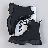 Svarte herrestøvler med snøring og glidelås på siden til kamp, slitesterkt kunstskinn, militærinspirert stil for utendørs-, arbeids- og streetwear-mote billige Arbeidsstøvler-Svarte herrestøvler med snøring og glidelås på siden til kamp, slitesterkt kunstskinn, militærinspirert stil for utendørs-, arbeids- og streetwear-mote