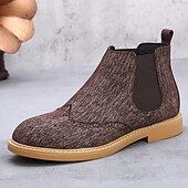 abordables Bottes de Chelsea-Bottines Chelsea grises pour hommes avec détails brogue à bout d&#039;aile, style vintage élégant pour les mariages, le travail et les occasions semi-formelles