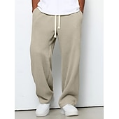  Męskie Spodnie dresowe z prostymi nogawkami Spodnie waflowe Ściągana na sznurek Siateczka Oddychający Pełna długość Codzienny Prosta Ciemnobrązowy Czarny Średnio elastyczny