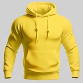 levne pánské základní mikiny s kapucí-Pánské Kapuce Černá Bílá Žlutá Světlá růžová Fialová Kapuce Bez vzoru Kapsy Sporty a outdoor Denní Dovolená Polyester Šik ven Základní Na běžné nošení Jaro Podzim Oblečení Mikiny s kapucí Mikiny