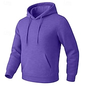 abordables Sweat à capuche en polaire-Homme Sweat à capuche Sweat à capuche en polaire Sweat à capuche doublé en polaire Noir Blanche Jaune Rose Claire Vert Véronèse À capuche Uni Poche kangourou Sport &amp; Loisir Occasionnel Quotidien