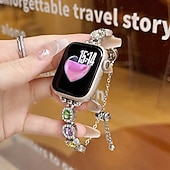 baratos Pulseiras de Apple Watch-Pulseira de joias Compatível com Pulseira Apple Watch 38mm 40mm 41mm 42mm 44mm 45mm 49mm Feminino Purpurina Cristal Com Strass pulseira de substituição para iwatch Ultra 2 Series 9 8 7 SE 6 5 4 3 2 1