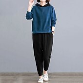 economico Tute da ginnastica-Per donna Felpe con cappuccio da salotto Tute in pile con tasca Tinta unita Completo Abbigliamento Autunno &amp; Inverno Nero Rosso Palestra All&#039;aperto Corsa Antivento Caldo Manica Lunga Sport