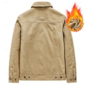 billige grafiske jakker og kåper for menn-Herre Grafisk 1776 Fleece-jakke Cargo jakke Sherpa jakke Hold Varm Årgang Fritid utendørs Hjem Flere lommer Bomullsjakker Vinterfrakker Høst Vinter Fleecekrage med nedfellbar krage Langermet