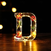 Недорогие Декоративные огни-1 шт. светодиодный ночник 11,5 см с 26 буквами, теплый свет в виде сухого цветка, настольное украшение, декоративный светильник, светильник для украшения Рождества, Хэллоуина, свадьбы, дня рождения, вечеринки