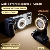 Недорогие Держатели для телефона-Ручка для камеры смартфона, подставка для камеры смартфона, магнитный съемный пульт дистанционного управления, вращающийся на 360 градусов магнит, встроенный фонарик, удобные селфи, прямая трансляция,