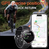 abordables Relojes inteligentes-Reloj inteligente HT37 de 1,46 pulgadas, reloj inteligente militar con Bluetooth, llamadas, GPS integrado, brújula, altímetro barométrico, resistente al agua hasta 3 ATM, reloj inteligente deportivo.