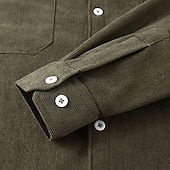 tanie Męskie koszulki-Męskie Koszula Koszula z polaru Koszula sztruksowa Koszula cargo Koszula wierzchnia Codzienny Ulica Czerwony Zielony Khaki Ciemnoszary Długi rękaw Wieczorne Zima Wiosna i jesień Odzież Ciepłe