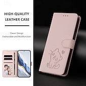 お買い得  その他のスマホケース-電話 ケース 用途 グーグル ピクセル9プロ ピクセル9プロXL Pixel 8 Pro Pixel 8 ウォレットカードケース 全身保護 ストラップ付き カメラレンズプロテクター 猫 レトロ風 TPU PUレザー