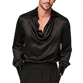 economico Camicie in raso da uomo-Per uomo Camicia Camicia in raso Camicia elegante Camicia casual Camicia con Bottoni Camicia da Ballo Semplice Formale Matrimonio Nero Bianco Vino Blu marino Manica Lunga Scollo a Cascata Tutte le