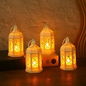 cheap Indoor Christmas Lights-6pcs Christmas Retro Lantern LED Candle Light Battery Powered Creative Lantern for Halloween Christmas and New Year Holiday Party Bedroom Living Room Window Bar Decorations