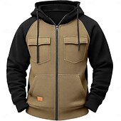 abordables Sudadera Táctica-Hombre Sudadera Sudadera con capucha y cremallera completa Sudadera con capucha y diseño de gofres Sudadera táctica con capucha Táctico Verde Ejército Azul Marino Marrón Caqui Gris Con Capucha Plano