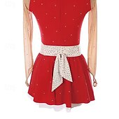 billige Figur skating kjoler-Kjole til kunstløp Dame Jente Skøyteløp Kjoler Rød Lapper Tommelhull Netting Spandex Elastisk Trening Profesjonell Konkurranse Skøyteklær Hold Varm Krystall / Rhinstein Kortermet Skøyting Kunstløp
