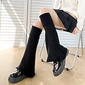 cheap Home Slippers-Women Knit Slouch Socks, Flared Leg Warmers for Fall and Winter, Solid Color Mid-Calf Sock Covers, Trendy Student Style Warmers