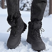 tanie Buty zimowe i śniegu-męskie zimowe buty śniegowe z podszewką z futra, wodoodporne, ocieplane, sznurowane, do użytku na zewnątrz, na zimne dni