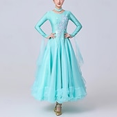 economico Abbigliamento da Competizione-Balli da Sala Vestito Strass Giunzione Per donna Performance Allenamento Manica Lunga Spandex Organza