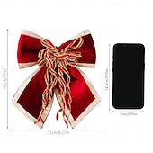 זול קשתות ורצועות-קישוטי קשת לחג המולד, קשתות קטיפה גדולות ומפוארות עם גימור זהב לקישוט עץ חג המולד, קישוטי חג המולד פנימיים וחיצוניים