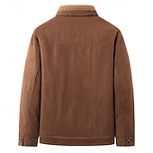 baratos Jaquetas de Suede Sintético-Homens Jaqueta de camurça sintética Jaqueta de Inverno Casaco de lã Jaqueta casual Férias Diário Térmico / Quente Bolsos Tosão Outono Inverno Tecido Moda Roupa de rua Lapela Padrão Preto Cinzento