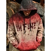 Halloween Men's Blood Splatter Letter Hoodie Fashion Daily Hooded Vacation Party Streetwear Beige Printing Fall Winter Designer4