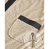 billiga Pyjamas-Herr Pyjamas Sovkläder Badrock Slät Mode Stylish Klassisk Hem Dagligen Säng Polyester Komfort Mjuk V-hals Långärmad Ficka Inkl. bälte Vår Höst Svart Vit