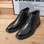 abordables Bottes de Costume-Bottes à lacets en similicuir marron pour hommes avec une silhouette moderne et élégante, idéales pour les environnements professionnels, les événements formels et les occasions décontractées élégantes