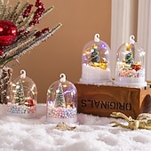 abordables luces navideñas interiores-1 pieza 11 * 7,2 cm árbol de Navidad brillante flor plateada regalo luz de noche escritorio árbol de Navidad escena de nieve adorno luz ag10 * 3 baterías