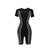billige Utslett vakter-Dame Badetøy for hele kroppen Tettsittende dykkerdrakt UPF50+ Hurtigtørkende Høy Elastisitet Kortermet Badetøy Forside Glidelås Svømming Dykking Surfing Snorkling Lapper Sommer