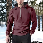 abordables Hoodie Tactique-Homme Sweat à capuche Sweat à capuche quart zippé Sweat à capuche en polaire Sweat à capuche tactique Noir Rouge Bordeaux Vert Gris Clair Café À capuche Uni Fermeture éclair Sport &amp; Loisir