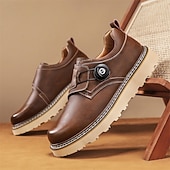 baratos Sapatos Casuais Slip-On-sapatos de trabalho casuais marrons masculinos – sola antiderrapante durável, fecho de trava fácil, design de cano baixo confortável para uso diário, escritório e atividades ao ar livre