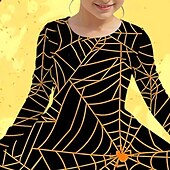 זול תחפושות לבנות-חג ליל כל הקדושים בנות &#039; תלת מימד גראפי שמלה שרוול ארוך קיץ אביב חופשה יומי חגים נסיכות יפה מתוק ילדים 4-12 שנים שמלת קז&#039;ואל שמלה עם כיווץ במותן עד הברך רגיל