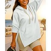 economico Felpa &amp; Sweatshirt-Per donna Felpa con cappuccio Felpa pullover Manica Lunga Top Athleisure Autunno Tinta unita Con tasche cascante Extra large All&#039;aperto Viaggio Vacanze abbigliamento sportivo Abbigliamento sportivo