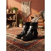 levne Cowboy &amp; Western Boots-dámské boho třásňové kotníkové boty s kouzlem lapače snů, ideální na festivalové nošení i běžné outfity
