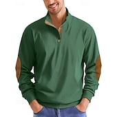 baratos Suéteres básicos-Homens Moletom Preto Verde Claro Verde Tropa Azul Marinha Azul Henley Bloco de cor Patchwork Desportos e Ar livre Diário Feriado Poliéster Roupa de rua Básico Casual Primavera Outono Roupa Moletons
