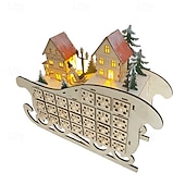 Χαμηλού Κόστους Ημερολόγιο του Α advent &amp; Δώρα Κάλτσας-Ξύλινο Χριστουγεννιάτικο Ημερολόγιο Advent Σκηνή Γέννησης Σπίτι Με Κουτιά 24 Συρταριών και Ζεστά LED Χριστουγεννιάτικη Διακόσμηση