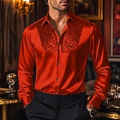 economico Camicie in raso da uomo-Per uomo Camicia in raso Camicia elegante Camicia casual Camicia con Bottoni Camicia da Ballo Camicia da discoteca Semplice Formale Matrimonio Nero Bianco Rosso Blu Manica Lunga Bavero Primavera