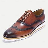 billiga Klassiska Klädskor-Herrskor i äkta läder med blå wingtip brogue-detaljer – snygga snörskor för affärskläder för bröllop, fester och vardagskläder på kontoret