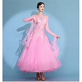 Χαμηλού Κόστους Ανταγωνιστικά Ρούχα-γυναικείο φόρεμα βαλς με μακριά μανίκια, μοντέρνο φόρεμα χορού, φορέματα διαγωνισμών, ένδυση παράστασης