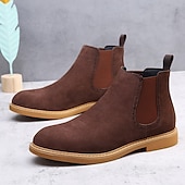 economico Stivali Chelsea-stivaletti chelsea da uomo in pelle scamosciata marrone con pannelli laterali elastici: eleganti stivaletti alla caviglia per abbigliamento casual, smart-casual e da ufficio