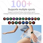 abordables Montres connectées-Montre connectée grand écran 1,85 pouces pour hommes et femmes, appels Bluetooth, 100 modes sportifs, fréquence cardiaque, sommeil, santé, musique locale, météo