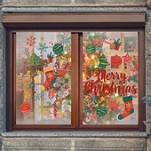 levne Nálepka-Vánoční samolepka na zeď, kreslené vánoční prvky, dárek, sněhová vločka, odnímatelná vinylová malba, sváteční párty, ložnice, obývací pokoj, sklo, okno, dveře, pozadí, dekorace pro domov