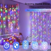 お買い得  USB電源-1個 カーテンライト 300 LEDs ウィンドウストリングライト 結婚式パーティー装飾、暖白